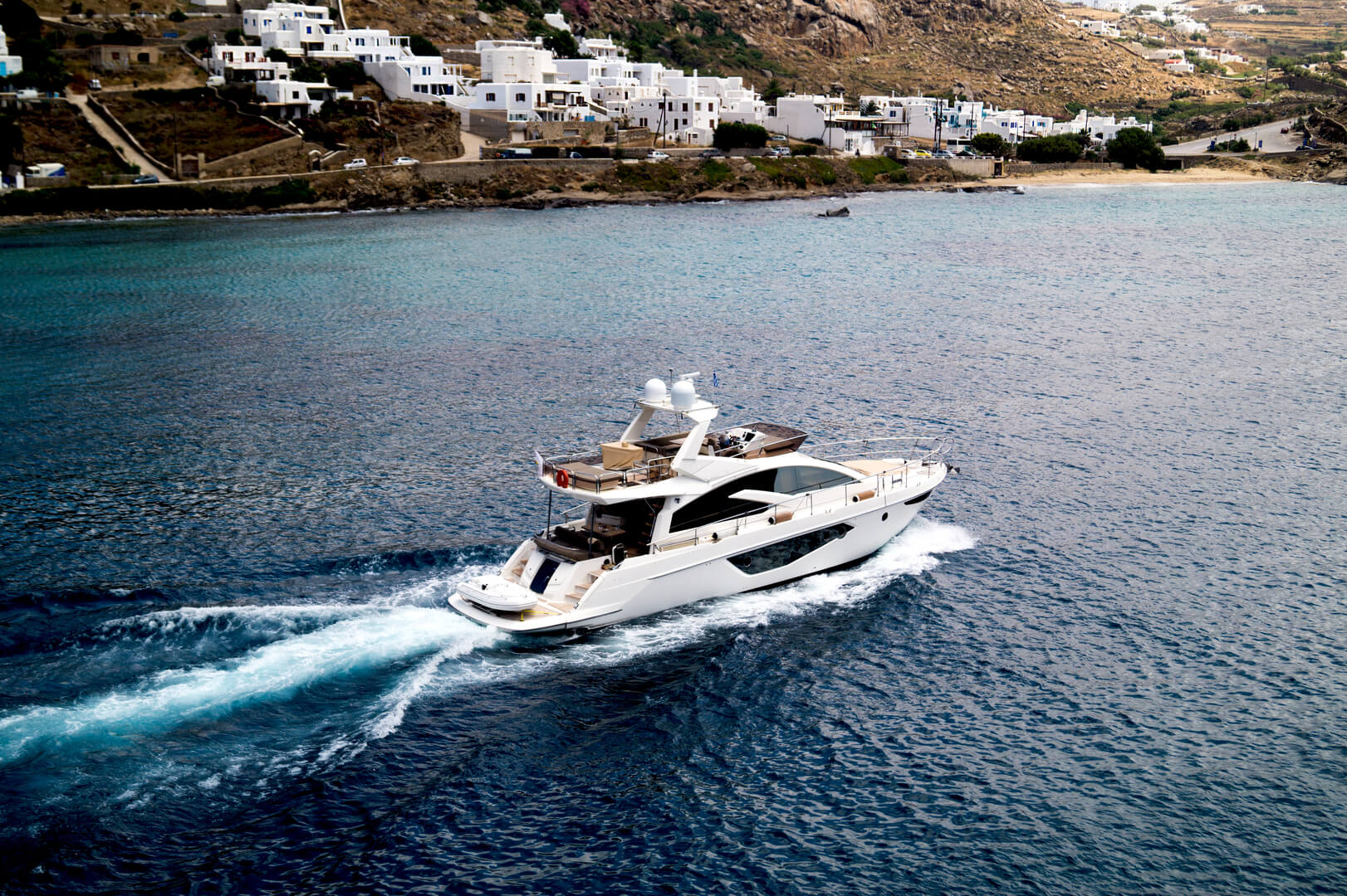 luxury yacht sailing at Mykonos island, Greece

